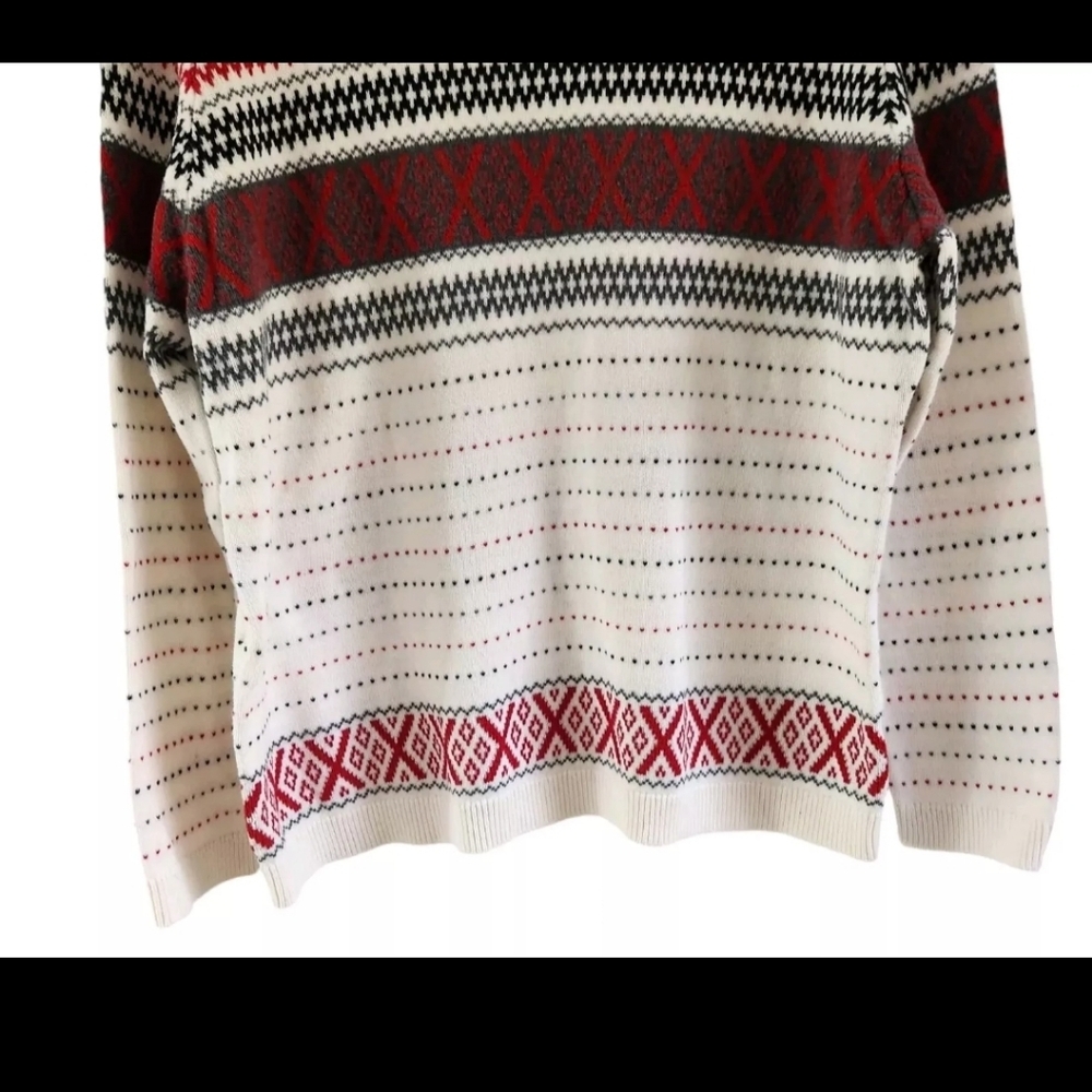 Talbots Womens XL Cotton Cashmere Fair Isle Sweater Ski Pullover - Picture 3 of 8